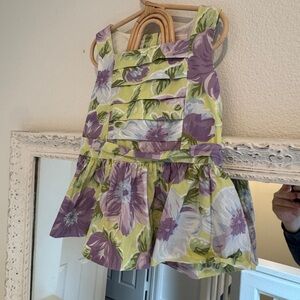 Janie Jack Pink Label Spring Florals Peplum Tank Top Lavender and Green